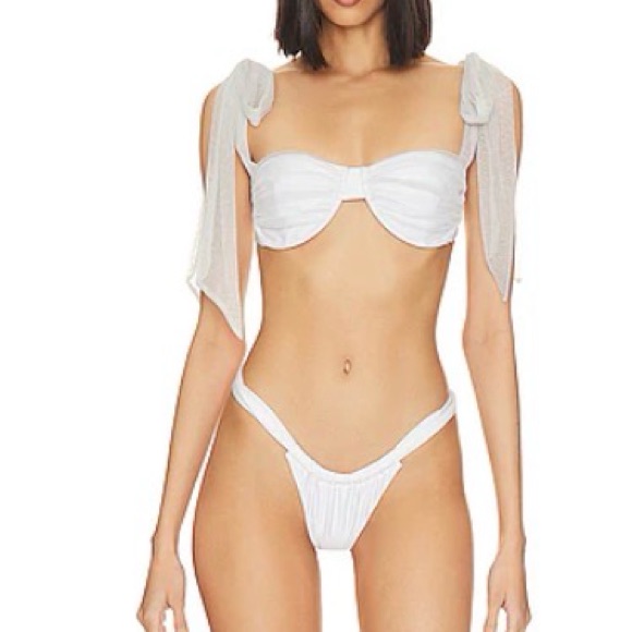 Drea Lurex Bikini Set In White Shine Beach Riot
